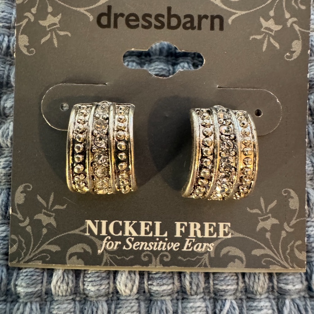 Dressbarn Rhinestone/Silver Earrings (Sensitive Ears)